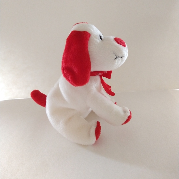 Ty Beanie Babies Heartbeat Red and White Dog 6" Valentine's Day Plush - Picture 2 of 6